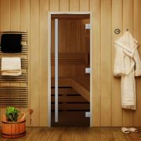 Дверь Статус 60G Бронза с вертикальной ручкой 200*700