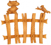 «Вешалка Кот и Ворона на заборе. Кавказская липа тонированная» – 1