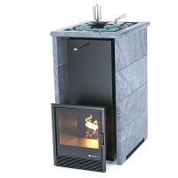 ИзиСтим Печь Геленджик Ст.430 в трехстороннем кожухе из талькохлорита с открытым верхом футер