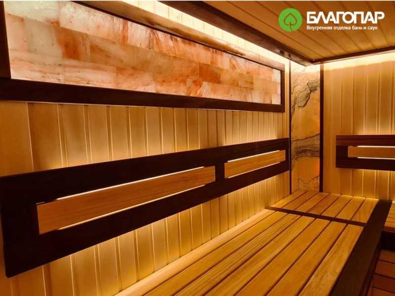 Сауна из дерева и оникса