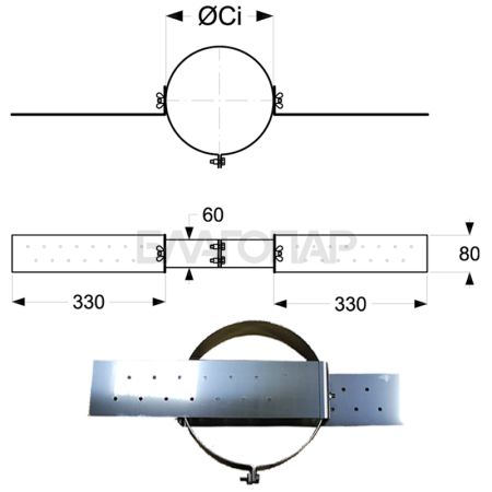 Шидель PERMETER 50 хомут для перекрытий 14, внутр. 130 мм., внешн. 230 мм., серебристый