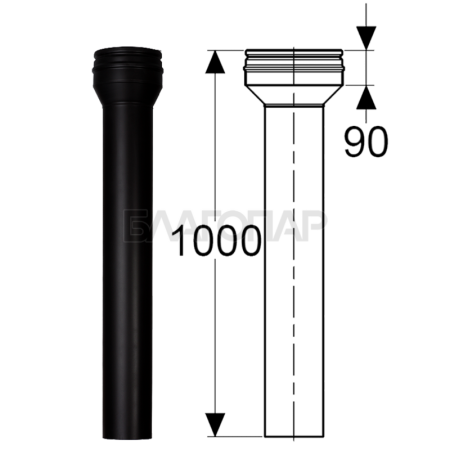 «Шидель PERMETER 50 переходник Топка - PM50 1000 мм. д 8a, внутр. 300 мм., внешн. 400 мм., чёрный3» – 3