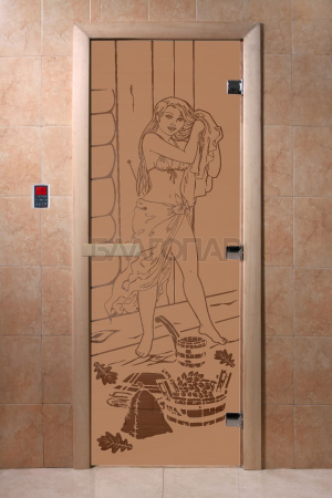 Дверь с рисунком "Дженифер" (каленое матовое стекло Бронза, 8мм, 1900х700 мм)