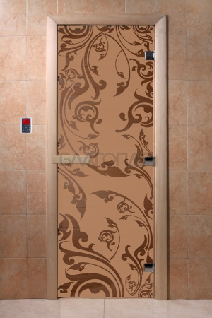 Дверь с рисунком "Венеция" (каленое матовое стекло Бронза, 8мм, 1800х700 мм)