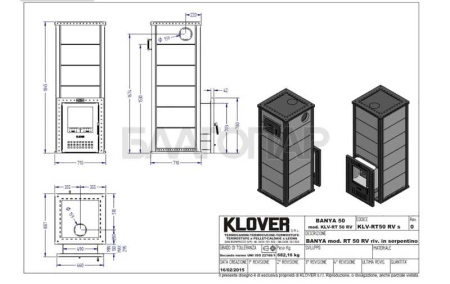 «Дровяные печи для бани и сауны Klover KLV-RT-50RV  талькомагнезит Радиатор - Техническая схема печи | БлагоПар» – 4