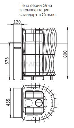 «Дровяная печь для бани и сауны Вулкан Этна 20  Премиум Панорама - Размеры топочного тоннеля печи | БлагоПар» – 5