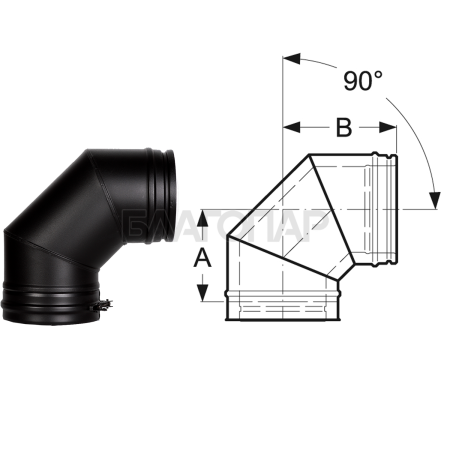 Шидель PERMETER 25 отвод 90° (T450 N1), внутр. 130 мм., внешн. 180 мм., чёрный