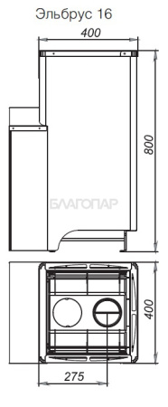 «Дровяная печь для бани и сауны Вулкан Эльбрус 16 Стандарт - Размеры кожуха печи | БлагоПар» – 2