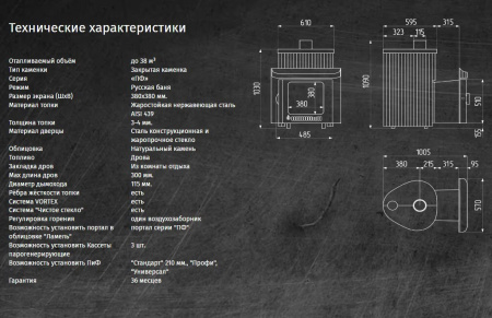 «Ферингер Макси до 30 м³ Пироксенит наборная ламель, печь с закрытой каменкой3» – 7