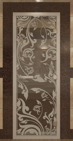 Дверь хамам с рисунком Венеция Прозрачная 190х70