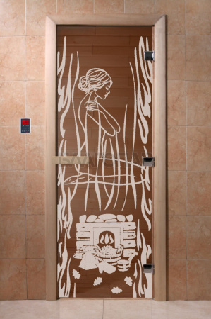 Дверь с рисунком «Волшебный пар» (каленое стекло бронза 1900х700)