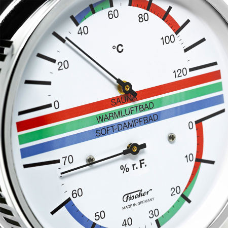 «Fischer Термометр-гигрометр для сауны в латунном корпусе (шкала цвет.)3» – 3