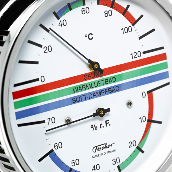 «Fischer Термометр-гигрометр для сауны в латунном корпусе (шкала цвет.)1» – 3