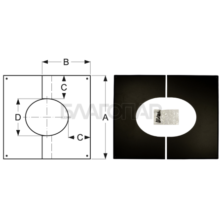 Шидель PERMETER 25 декоративная пластина 35° - 45° 15b, внутр. 350 мм., внешн. 400 мм., чёрный