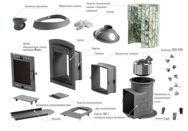 «Печь банная "Атмосфера XL" в ламелях из натурального камня "Змеевик" наборный1» – 5