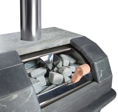 «Печь Князь Калита чугунная, с панорамным стеклом, облицовка талькохлорит3» – 2