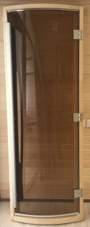 «Банная дверь "Престиж-Р" стекло радиусное бронза размер 1900*700 коробка (ольха, берёза)3» – 4