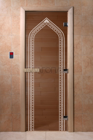 Дверь с рисунком "Арка" (каленое прозрачное стекло Бронза, 8мм, 1900х700 мм)