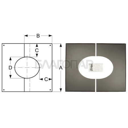 Шидель PERMETER 25 декоративная пластина 35° - 45° 15b, внутр. 130 мм., внешн. 180 мм., серый