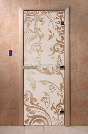 Дверь с рисунком "Венеция" (каленое матовое стекло Сатин , 8мм, 1900х700 мм)