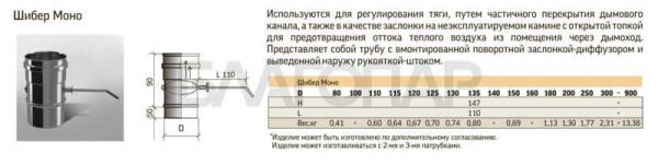 «ТиС Шибер ШМ, D115, 0,8мм, Сталь AISI 430 Моно (без изоляции)1» – 2